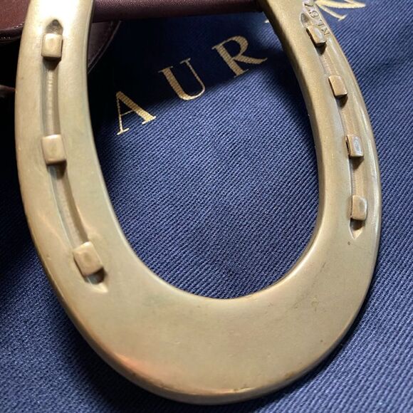 Ralph Lauren * Made in Italy Equestrian Inspired Brown Vachetta Horseshoe Belt - Picture 14 of 16